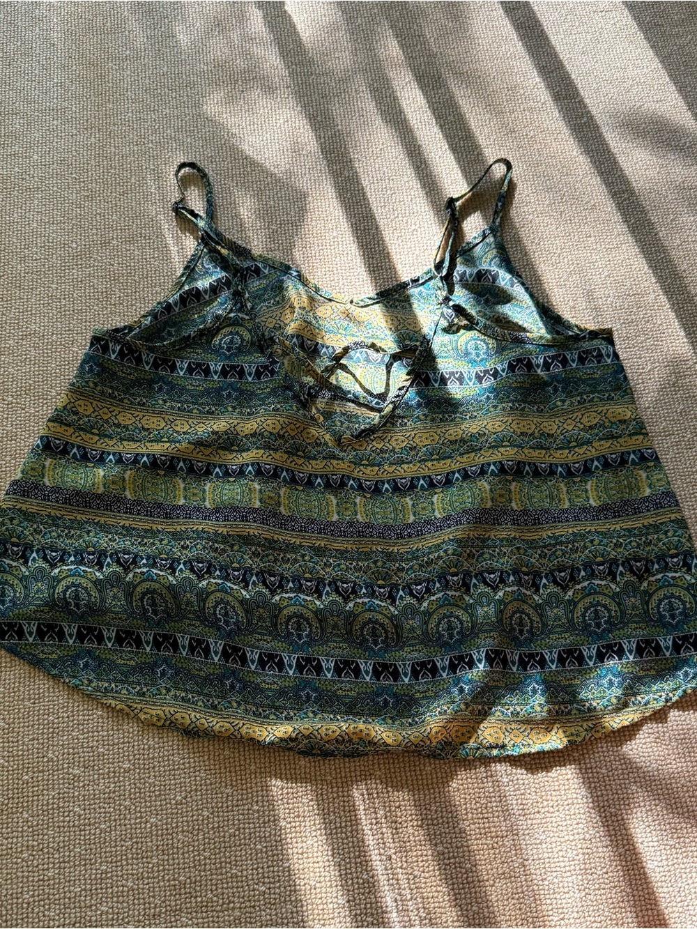 Ambiance Apparel Boho Paisley Tie Back Swing Tank Top Medium